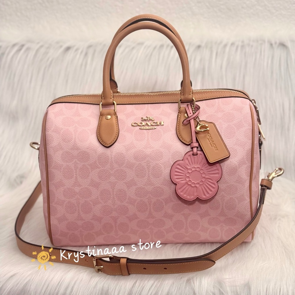 NWT Limited Coach Large Rowan Satchel Bag In Signature Canvas CEA19 powder Pink